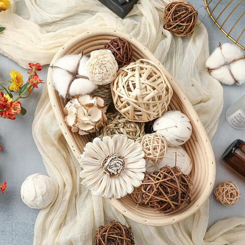Riceshoot 2 Pack Decorative Balls Potpourri Bowl Filler Decor Natural Vase Bowl Filler Assorted Spherical Rattan Twigs Wicker Balls Cotton for Home Decor Centerpiece(White) in Saudi Arabia