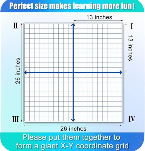 Teling 12 Pieces Jumbo Magnetic Xy Coordinate Dry Erase Grid 26 x 26 Inches, Magnet Graph Whiteboard for Classrooms, Teaching, Learning Tools in Saudi Arabia