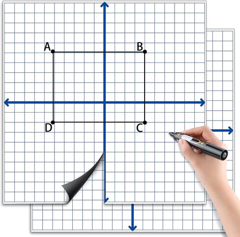 Teling 12 Pieces Jumbo Magnetic Xy Coordinate Dry Erase Grid 26 x 26 Inches, Magnet Graph Whiteboard for Classrooms, Teaching, Learning Tools in Saudi Arabia