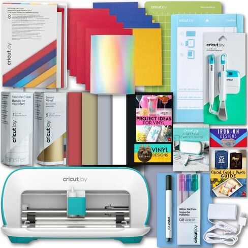 فينيل دائم من Cricut Joy Machine Rainbow، مجموعة أدوات للمبتدئين وحزمة شريط نقل - أداة ذكية مدمجة للحرف اليدوية والبطاقات ومشاريع الديكور المنزلي والشارات (iOS Android Windows) in Kuwait