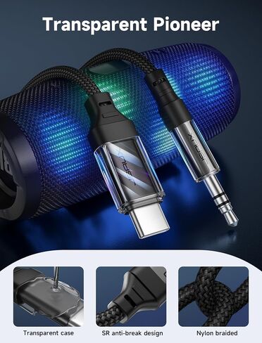 JSAUX Aux إلى USB C، سلك Aux لهاتف iPhone 15 Pro Max، USB C إلى 3.5 مم كابل مقبس صوت Aux من النوع C إلى Aux سلك ستيريو للسيارة متوافق مع Samsung Galaxy S24 S23 Ultra، iPad Pro، Pixel 8-3.3FT in Saudi Arabia