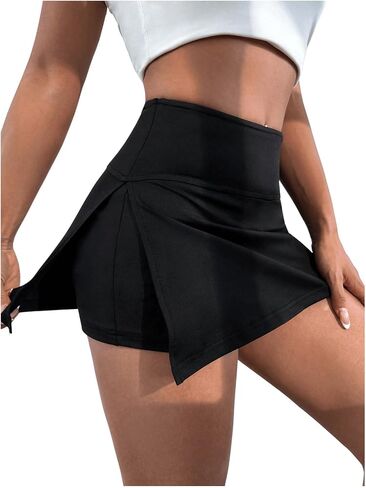 WDIRARA Women's High Waist Side Split Tennis Skirt Shorts Active Golf Athletic Skorts in Saudi Arabia