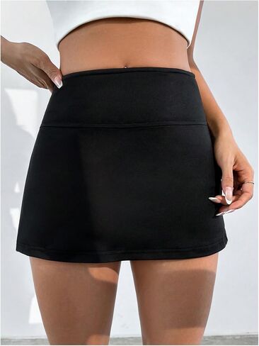 WDIRARA Women's High Waist Side Split Tennis Skirt Shorts Active Golf Athletic Skorts in Saudi Arabia
