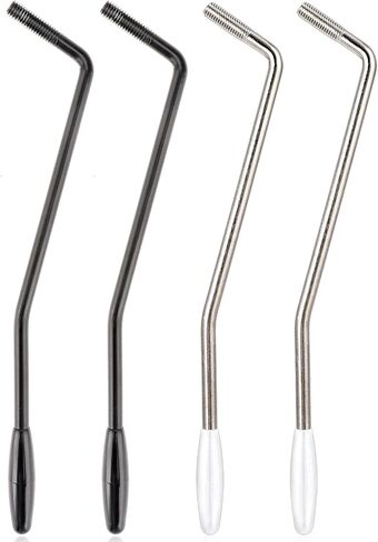 4 قطع من ذراع الجيتار الكهربائي Tremolo Arm Thread Tremolo Arm 6 مم شريط Whammy مع طرف معدني ذراع اهتزاز واحد لونين أجزاء جيتار كهربائي لنظام اهتزاز الجيتار الكهربائي (أسود وفضي) in Saudi Arabia