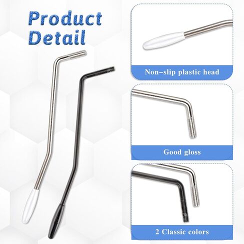 4 قطع من ذراع الجيتار الكهربائي Tremolo Arm Thread Tremolo Arm 6 مم شريط Whammy مع طرف معدني ذراع اهتزاز واحد لونين أجزاء جيتار كهربائي لنظام اهتزاز الجيتار الكهربائي (أسود وفضي) in Saudi Arabia