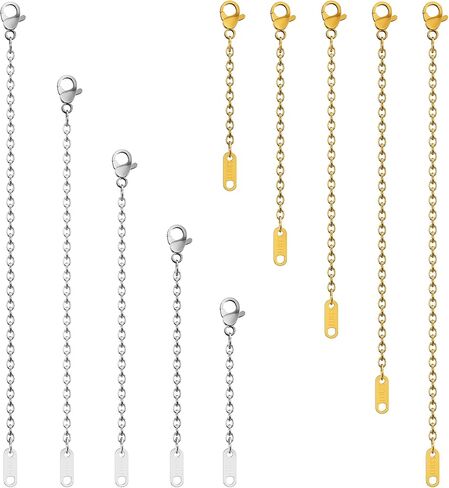 3 Pcs Necklace Extenders for Women, 2" 4" 6" 18k Gold Plated Chain Extenders for Necklaces, Gold Necklaces Bracelet Anklet Extender for Jewelry Making, Practical Mother's Day Jewelry Gifts for Mom in Kuwait