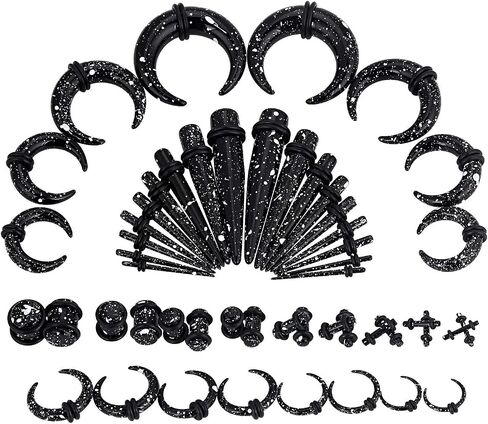 Qmcandy 54pcs Acrylic Ear Stretching Kit 14G-00G Taper Plugs Spiral Ear Tapers Kit Ear Gauges Stretcher Expander in Saudi Arabia