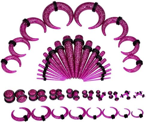 Qmcandy 54pcs Acrylic Ear Stretching Kit 14G-00G Taper Plugs Spiral Ear Tapers Kit Ear Gauges Stretcher Expander in Saudi Arabia