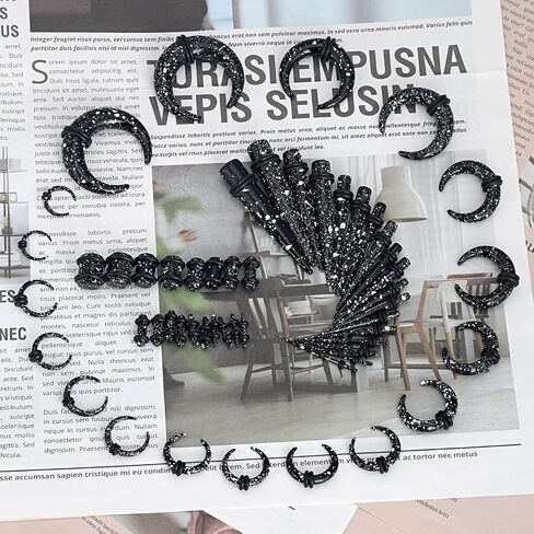 Qmcandy 54pcs Acrylic Ear Stretching Kit 14G-00G Taper Plugs Spiral Ear Tapers Kit Ear Gauges Stretcher Expander in Saudi Arabia