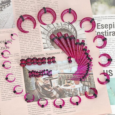 Qmcandy 54pcs Acrylic Ear Stretching Kit 14G-00G Taper Plugs Spiral Ear Tapers Kit Ear Gauges Stretcher Expander in Saudi Arabia
