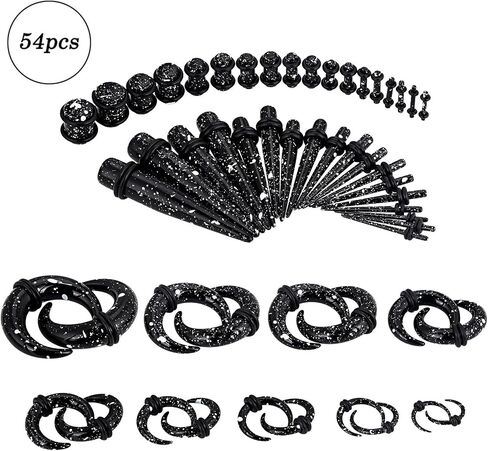 Qmcandy 54pcs Acrylic Ear Stretching Kit 14G-00G Taper Plugs Spiral Ear Tapers Kit Ear Gauges Stretcher Expander in Saudi Arabia