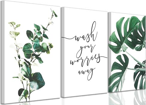 2 Pcs Botanical Canvas Wall Art Green Eucalyptus Leaves Picture Wall Decor Plant Watercolor Bathroom Poster Print for Toilet Laundry Clean Room Home Decoration in Saudi Arabia