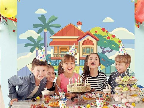 7×5ft Cartoon Dog Home Backdrop Birthday Party Decorations for Boy Girl Blue Sky Photography Background Cartoon Dogs Birthday Party Supplies Kids Happy Birthday Party Banner in Saudi Arabia