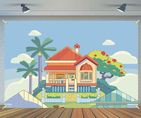 7×5ft Cartoon Dog Home Backdrop Birthday Party Decorations for Boy Girl Blue Sky Photography Background Cartoon Dogs Birthday Party Supplies Kids Happy Birthday Party Banner in Saudi Arabia