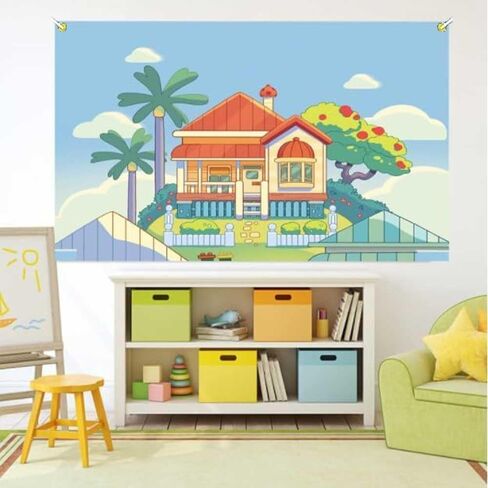 7×5ft Cartoon Dog Home Backdrop Birthday Party Decorations for Boy Girl Blue Sky Photography Background Cartoon Dogs Birthday Party Supplies Kids Happy Birthday Party Banner in Saudi Arabia