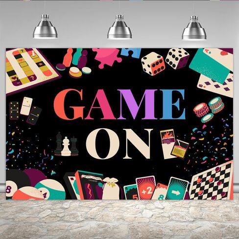 Lofaris Game On Backdrop Chess Card Gambling for Boys Birthday Photography Background Game Night Party Supplies Kids Adults Gaming Party Decorations Baby Shower Cake Table Photo Booth 5x3ft in Saudi Arabia