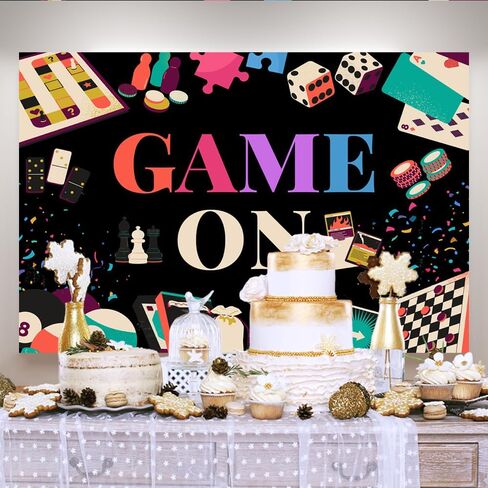Lofaris Game On Backdrop Chess Card Gambling for Boys Birthday Photography Background Game Night Party Supplies Kids Adults Gaming Party Decorations Baby Shower Cake Table Photo Booth 5x3ft in Saudi Arabia