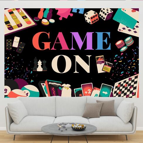 Lofaris Game On Backdrop Chess Card Gambling for Boys Birthday Photography Background Game Night Party Supplies Kids Adults Gaming Party Decorations Baby Shower Cake Table Photo Booth 5x3ft in Saudi Arabia