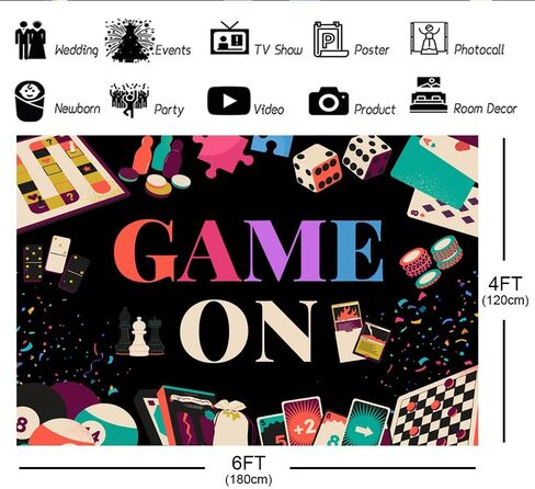Lofaris Game On Backdrop Chess Card Gambling for Boys Birthday Photography Background Game Night Party Supplies Kids Adults Gaming Party Decorations Baby Shower Cake Table Photo Booth 5x3ft in Saudi Arabia