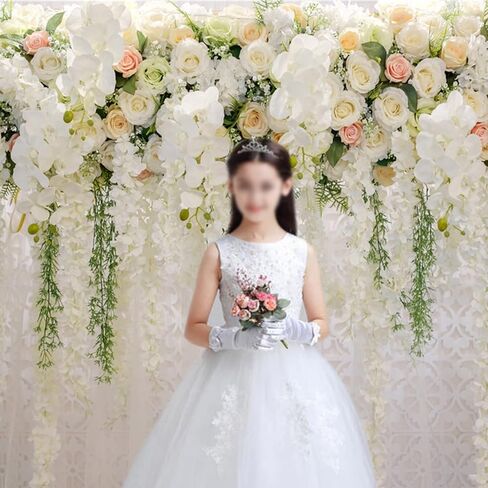 White Rose Floral Theme Photography Backdrops Bridal Shower Wedding Flowers Photo Background Baby Girl Birthday Party Portrait Dessert Cake Table Decor Photo Booth Studio Props 7x5ft Vinyl in Kuwait