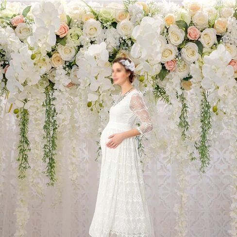 White Rose Floral Theme Photography Backdrops Bridal Shower Wedding Flowers Photo Background Baby Girl Birthday Party Portrait Dessert Cake Table Decor Photo Booth Studio Props 7x5ft Vinyl in Kuwait