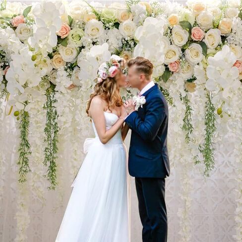White Rose Floral Theme Photography Backdrops Bridal Shower Wedding Flowers Photo Background Baby Girl Birthday Party Portrait Dessert Cake Table Decor Photo Booth Studio Props 7x5ft Vinyl in Kuwait