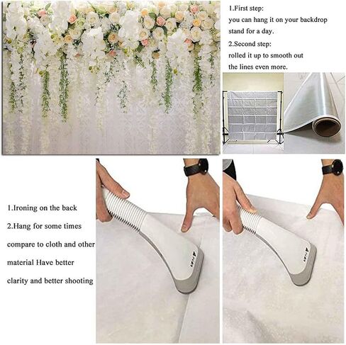 White Rose Floral Theme Photography Backdrops Bridal Shower Wedding Flowers Photo Background Baby Girl Birthday Party Portrait Dessert Cake Table Decor Photo Booth Studio Props 7x5ft Vinyl in Kuwait