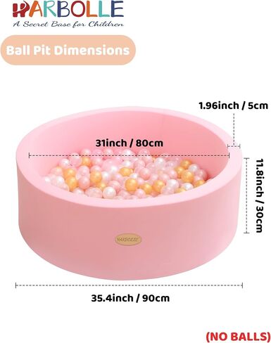 HARBOLLE Baby Foam Ball Pit 35.4" for Toddlers, White in Kuwait