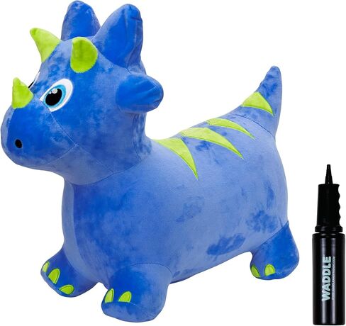 لعبة WADDLE Bouncy Hopper القابلة للنفخ على شكل حيوانات، لعبة داخلية وخارجية للأطفال الصغار والأطفال، تتضمن مضخة، للأولاد والبنات من عمر سنتين فما فوق (ترايسيراتوبس) in Kuwait