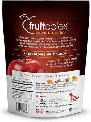 Fruitables 7 Ounce Crunchy Baked Dog Treats Baked Bacon Apple Flavor Pack of 3 in Saudi Arabia