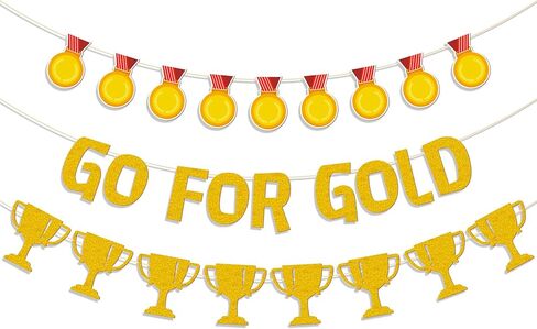 Pre-Strung Go For Gold Banner, Championship Trophy Banner for Sports Competition Sports Themed Birthday Party Decorations in Kuwait