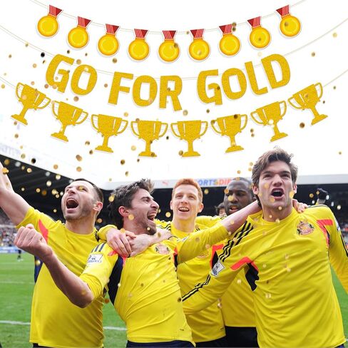 Pre-Strung Go For Gold Banner, Championship Trophy Banner for Sports Competition Sports Themed Birthday Party Decorations in Kuwait