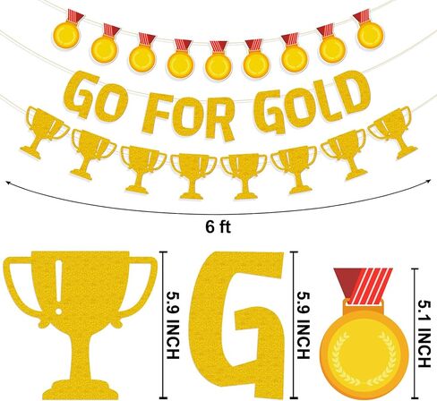 Pre-Strung Go For Gold Banner, Championship Trophy Banner for Sports Competition Sports Themed Birthday Party Decorations in Kuwait