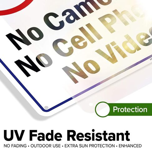 No Cameras No Cell Phone No Video Sign, 7x10 Inches, Rust Free .040 Aluminum, Fade Resistant, Made in USA by My Sign Center in Saudi Arabia