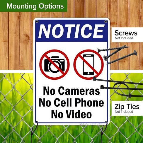 No Cameras No Cell Phone No Video Sign, 7x10 Inches, Rust Free .040 Aluminum, Fade Resistant, Made in USA by My Sign Center in Saudi Arabia
