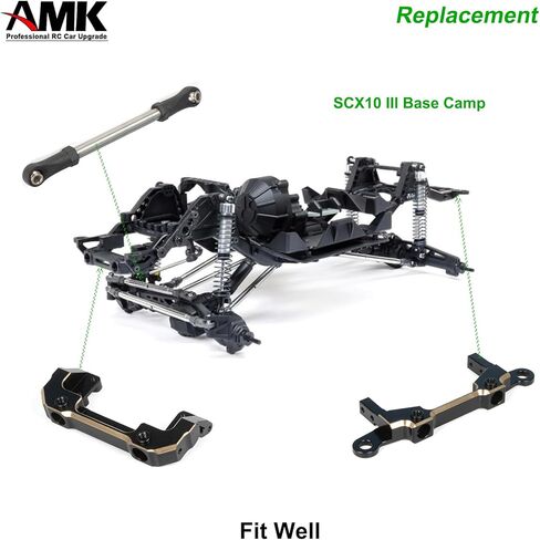 AMK SCX10 III مصد نحاسي طلاء أسود، مجموعة مصد خلفي أمامي 158 جرام كاملة مع وصلة توجيه لهيكل زاحف RC 1/10 LCG هيكل محوري SCX10 ترقيات in Saudi Arabia