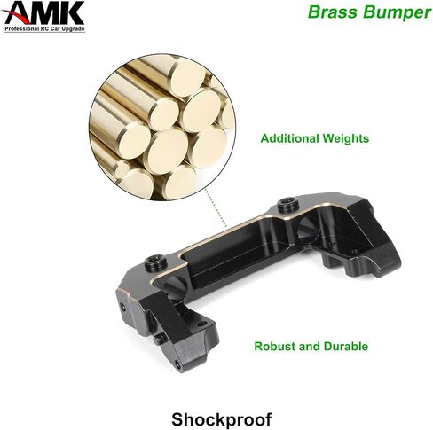 AMK SCX10 III مصد نحاسي طلاء أسود، مجموعة مصد خلفي أمامي 158 جرام كاملة مع وصلة توجيه لهيكل زاحف RC 1/10 LCG هيكل محوري SCX10 ترقيات in Saudi Arabia