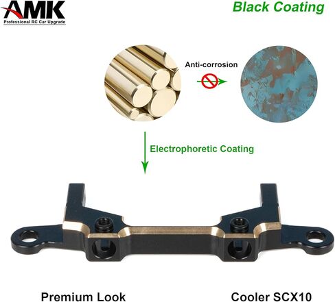 AMK SCX10 III مصد نحاسي طلاء أسود، مجموعة مصد خلفي أمامي 158 جرام كاملة مع وصلة توجيه لهيكل زاحف RC 1/10 LCG هيكل محوري SCX10 ترقيات in Saudi Arabia