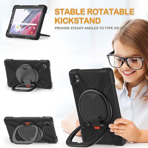 حافظة BRAECN لجهاز Galaxy Tab A7 Lite 8.7 بوصة - غطاء سيليكون صديق للأطفال مع مسند ثابت، مقبض دوار، حزام كتف لهاتف Samsung Galaxy A7 Lite 2021 SM-T220/T225/T227- وردي ملون in Kuwait