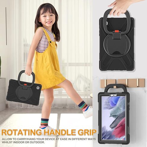 حافظة BRAECN لجهاز Galaxy Tab A7 Lite 8.7 بوصة - غطاء سيليكون صديق للأطفال مع مسند ثابت، مقبض دوار، حزام كتف لهاتف Samsung Galaxy A7 Lite 2021 SM-T220/T225/T227- وردي ملون in Kuwait