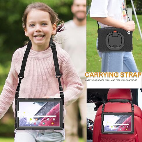 حافظة BRAECN لجهاز Galaxy Tab A7 Lite 8.7 بوصة - غطاء سيليكون صديق للأطفال مع مسند ثابت، مقبض دوار، حزام كتف لهاتف Samsung Galaxy A7 Lite 2021 SM-T220/T225/T227- وردي ملون in Kuwait