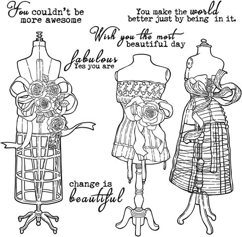 Sewing Beautiful Women Dress On The Hanger Stamps and Dies Set for Card Making DIY Scrapbooking Supplies Clear Stamps Metal Cutting Dies for Albums Crafts Decor in Saudi Arabia