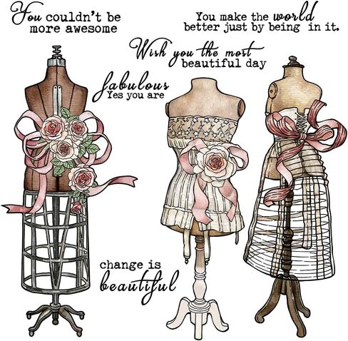 Sewing Beautiful Women Dress On The Hanger Stamps and Dies Set for Card Making DIY Scrapbooking Supplies Clear Stamps Metal Cutting Dies for Albums Crafts Decor in Saudi Arabia