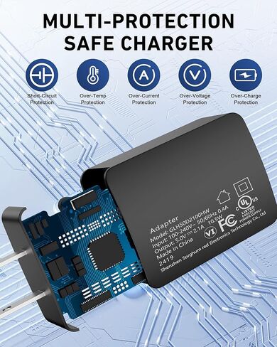 شاحن الكمبيوتر اللوحي/القارئ الإلكتروني لجميع أجهزة Kindle Fire HD 6 7 8 10، وOasis Paperwhite، والكتاب الإلكتروني للأطفال، وTV Stick Firestick، وSamsung Galaxy Tab A S2، ووحدة شحن 2.1 أمبير + سلك كابل Micro USB بطول 6 أقدام مع محول من النوع C in Kuwait