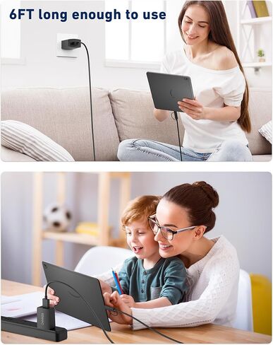 شاحن الكمبيوتر اللوحي/القارئ الإلكتروني لجميع أجهزة Kindle Fire HD 6 7 8 10، وOasis Paperwhite، والكتاب الإلكتروني للأطفال، وTV Stick Firestick، وSamsung Galaxy Tab A S2، ووحدة شحن 2.1 أمبير + سلك كابل Micro USB بطول 6 أقدام مع محول من النوع C in Kuwait