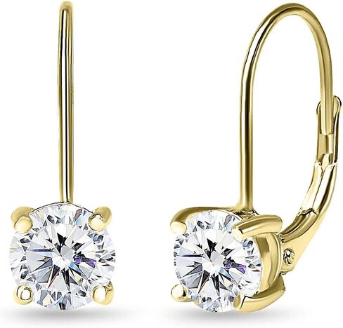 Sterling Silver 6mm Leverback Earrings Made with AAA Cubic Zirconia in Saudi Arabia