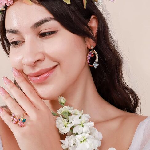 أقراط على شكل فراشة للنساء مطلية بالذهب أقراط متدلية على شكل زهرة مينا أنيقة للنساء هدايا مجوهرات (7) in Kuwait