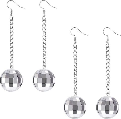 Disco Ball Earrings for Women Disco Earrings for Women Silver Mirrorball Earrings 70s Earrings Easy Match Disco Outfits Women Disco Accessories 70's Halloween Earrings for Women's Costume Accessories in Saudi Arabia