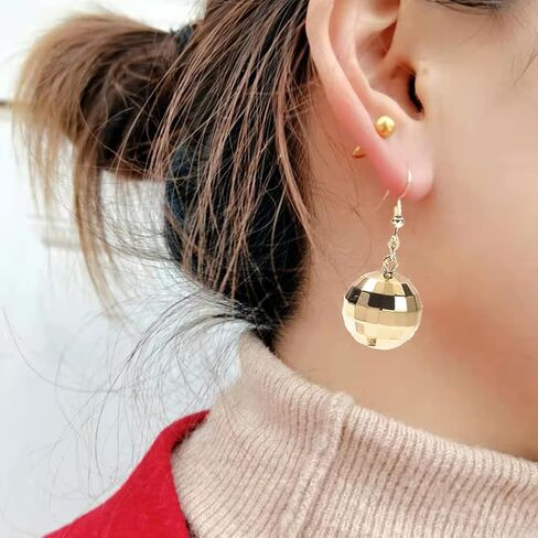 Disco Ball Earrings for Women Disco Earrings for Women Silver Mirrorball Earrings 70s Earrings Easy Match Disco Outfits Women Disco Accessories 70's Halloween Earrings for Women's Costume Accessories in Saudi Arabia