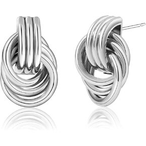 مجموعة أقراط ذهبية عصرية للسيدات ذات حلقات مكتنزة وعقد وتصميمات هندسية أنيقة in Kuwait